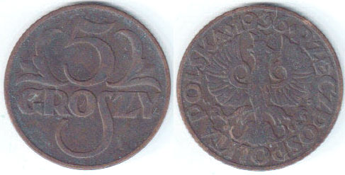 1936 Poland 5 Groszy A002827